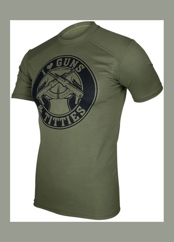 Оливковая футболка kramatan i love guns & titties tactical design olive No Brand