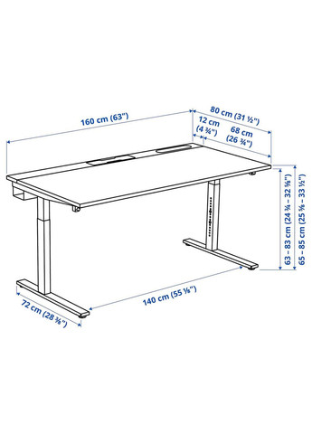 Письмовий стіл ІКЕА MITTZON 160х80 см (s09529087) IKEA (294908687)