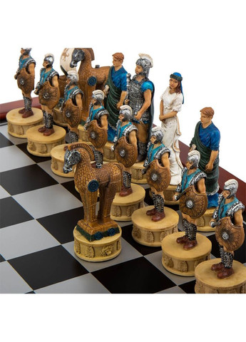 Шахи подарункові настільні "Троя" 48х48 см фігурки покриті бронзовим напиленням 73299YA Veronese (302239216)
