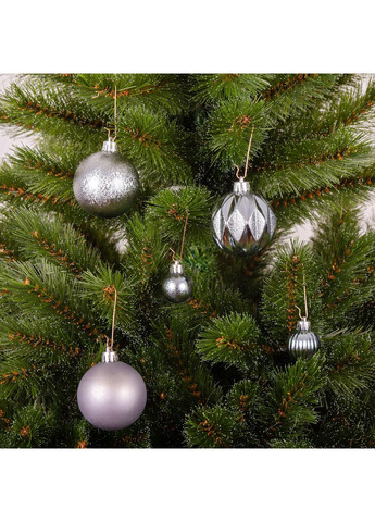 Ялинкові пластикові кульки Chomik 44 шт. сріблясті для новорічного декору прикраси на ялинку ProDobro (367264960)