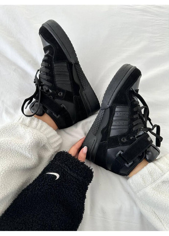 Чорні Зимовий кросівки чоловічі adidas forum black suede fur адідас форум No Brand