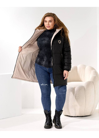 Черная зимняя куртка удлиненная зимняя теплая popluzhnaya