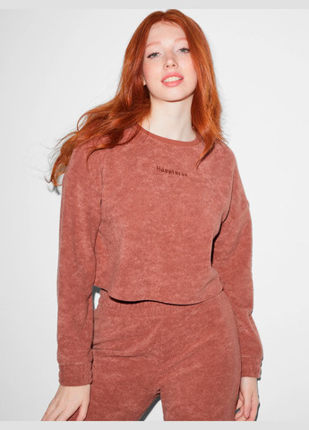 Коричневый свитшот с вышивкой C&A однотонный (306453198)