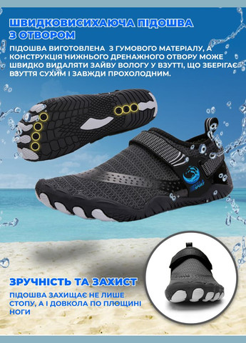 Аквашузы (Размер 37) кроксы тапочки для моря, Стопа 22.8см.-23.4см. Унисекс обувь Коралки Crocs Style Черные VelaSport (275335038)