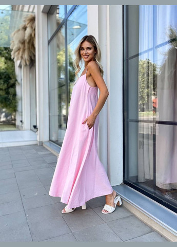 Летний женский модный женский летний сарафан из льна Україна однотонный