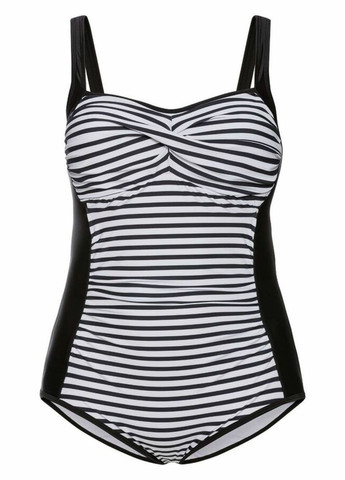 Черно-белый стильный сплошной купальник для бассейна Esmara