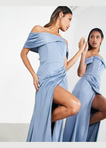 Голубое платье макси вечернее атласное Asos