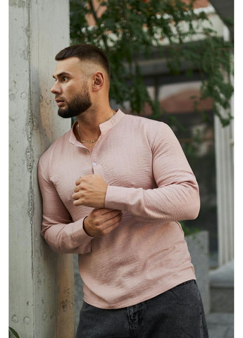 Стильна чоловіча сорочка з прямим приталеним кроєм та коміром-стійкою Vakko (362189157)