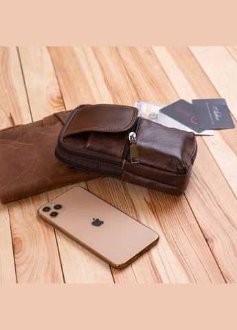 Сумка мужская кожаная через плечо барсетка на ремень брюк 20352 Коричневая Vintage (302008740)