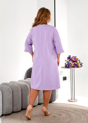 Лавандовое праздничный, вечернее платье свободного фасона а-силуэт миди с карманами а-силуэт No Brand однотонное