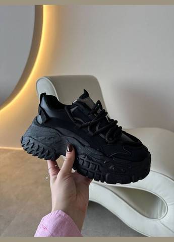 Стильные женские кроссовки No Brand чёрные демисезоны (322886783)