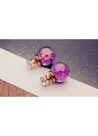 Сережки/сережки пуссети, прозорі кульки, з кристалами, нарядні «Color style» (пурпурний) GOLDEN ROSE (366219637)