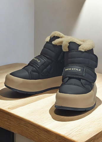 Зимові черевики хайтопи утеплені на овчині для дівчинки підлітка на липучках ТОМ М 11346В чорні Tom.M (303403566)