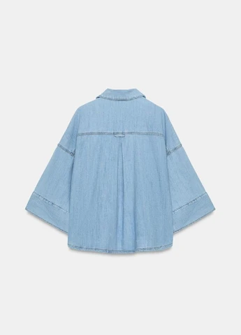 Голубой рубашка однотонная Zara