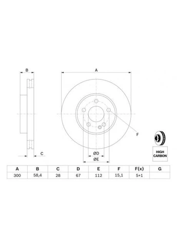 Диск тормозной MB VITO передн., вент. (пр-во ) 0 986 479 137 Bosch (366167969)