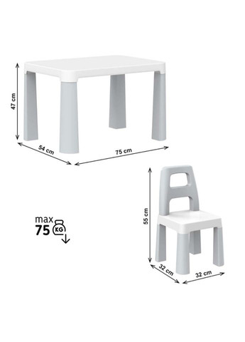 Детский стол с двумя стульями 0150TXK светло-серый ТехноК (346752467)