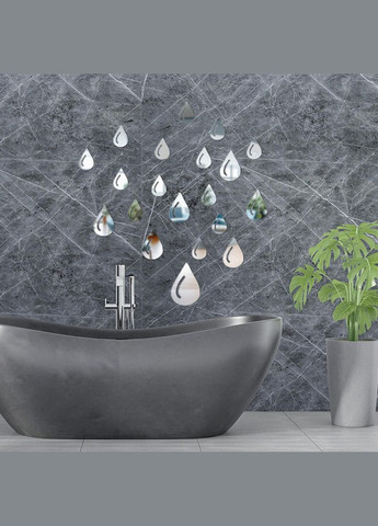 Дзеркальний декор акриловий самоклеючий Краплі срібло,20шт (D) SW-00002492 Sticker Wall (338854574)