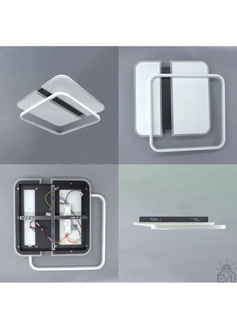 Керована світлодіодна люстра SAVIO 100W 2S-500×500×60-WHITE/BLACK-220-IP20 ESLLSE (365650748)