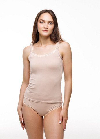 Майка жіноча з бамбуку з мереживом, тонкі бретелі XS бежевий (5121743287511) Наталюкс — 340114359