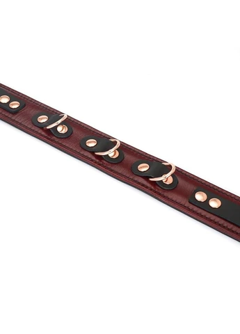 Кожаный ошейник с поводком Liebe Seele Wine Red and Leash, 3 кольца для крепления Collar (383094482)