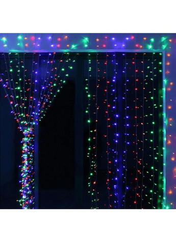 Світлодіодна кімнатна гірлянда штора водоспад на вікно з роботою від мережі контролером 3х3 м 320 LED (478649-Prob) RGB Unbranded (307932027)