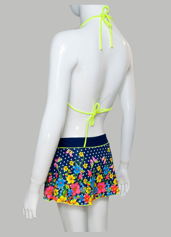 Синій літній підлітковий купальник трійка. бюстгальтер, трусики, спідничка модель 0362 арт.2044 роздільний Samegame