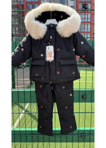 Черный зимний детский зимний костюм (куртка+комбинезон) BabyStyle