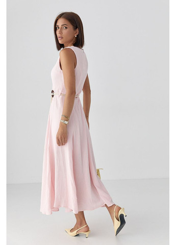 Рожева повсякденний муслинова сукня з поясом Lurex однотонна