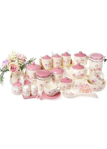 Банка керамічна Рожевий Фламінго 500мл для зберігання спецій та сипучих продуктів контейнер для чаю Bona (368991115)