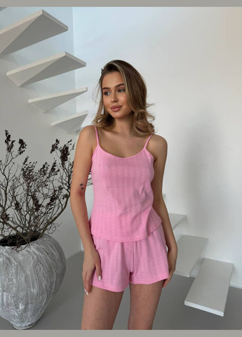 Розовая всесезон пижама женская майка + шорты No Brand