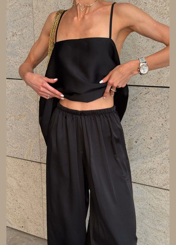 Летний шелковый костюм черного цвета Jadone Fashion (339607488)