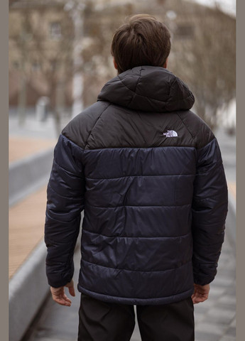 Темно-синя демісезонна легка куртка з капюшоном на силіконі Vakko