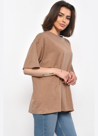 Світло-коричнева літня футболка жіноча напівбатальна однотонна світло-коричневого кольору Let's Shop