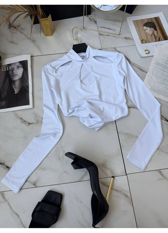 Білий жіночий лонг з вирізами No Brand Р1559-7077/2