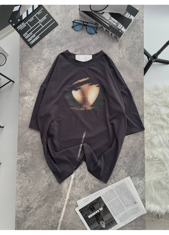 Жіноча футболка оверсайз з принтом MonCher - (349453491)