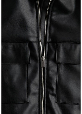 Черная демисезонная женская куртка с эко-кожи н&м (57692) xs черная H&M