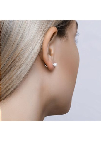 Срібні сережки-пусети з перлинками покриті родієм 💎 | Вічна класика та ніжність Family Jewelry House (351897800)