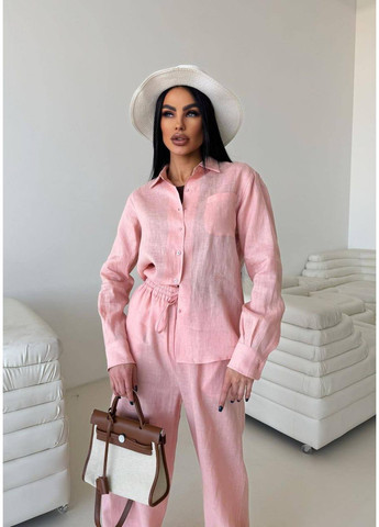 Женский костюм из льна: рубашка свободного кроя и брюки. MonCher (353707134)