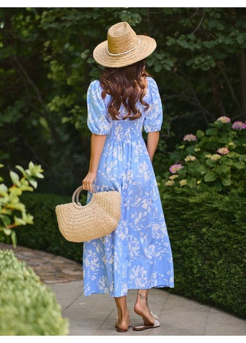 Голубое платье sa-635 голубое ISSA PLUS однотонное