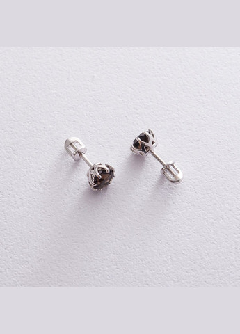 Золоті сережки - пусети (кварц димчастий) с06673 Oniks (264022871)