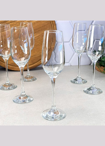 Набор бокалов для шампанского Амбер 210 мл, 6 шт, стекло, для мытья в посудомоечной машине Pasabahce (303138292)