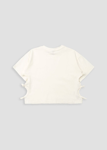 Молочна літня футболка з коротким рукавом для дівчинки колір молочний цб-00270415 Miss Feriha