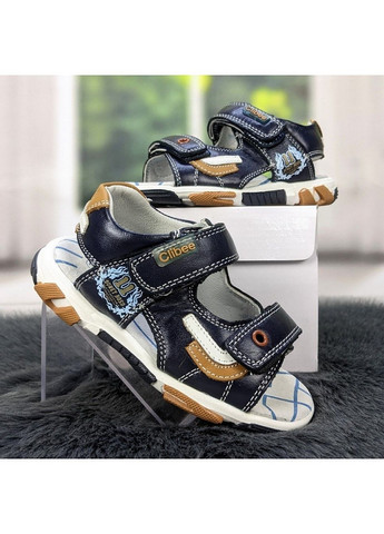 Темно-синие повседневные босоножки детские для мальчика Clibee на липучке