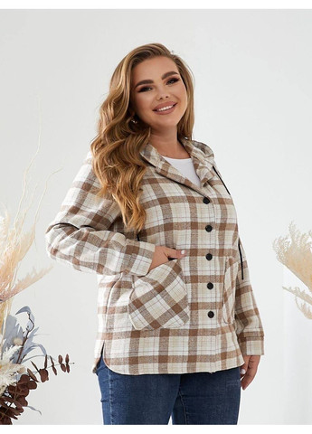 Бежевая повседневный, домашний, кэжуал рубашка в клетку No Brand с длинным рукавом