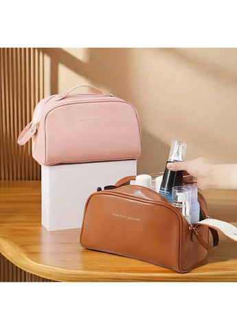 Містка компактна косметичка для косметики зі шкірозамінника чорна No Brand (323201898)