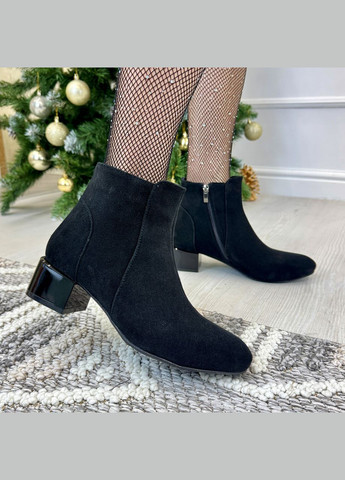 Зимние ботинки замшевые женские на маленьком каблуке, Vasha para из натуральной замши