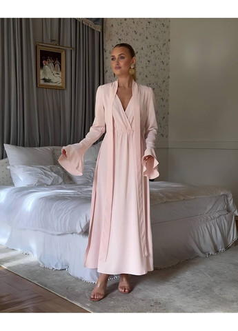 Пудровое праздничный, вечернее женское платье меди с акцентом на талии MonCher