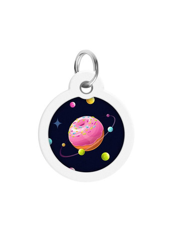 Адресник для собак и кошек металлический Smart ID с QR паспортом, рисунок "Вселенная пончиков", круг, Д 30 мм WAUDOG (363199639)