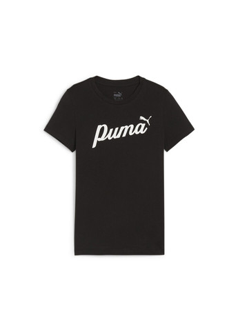 Черная демисезонная детская футболка ess+ script youth tee Puma