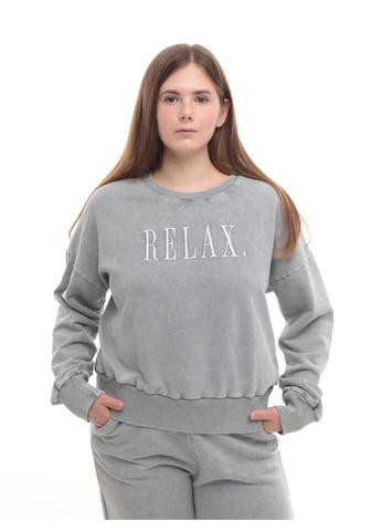 Костюм спортивный женский серый с вареньем брюки со свитшотом MDG Пряма (302879201)